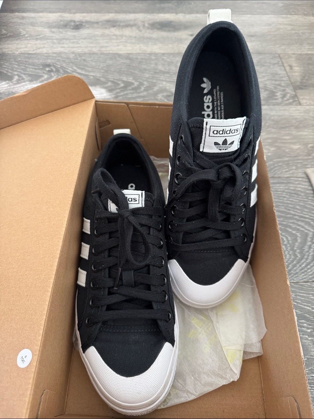 adidas Black and White Low-Top Sneaker with Three Stripes - Picture 1 of 4
